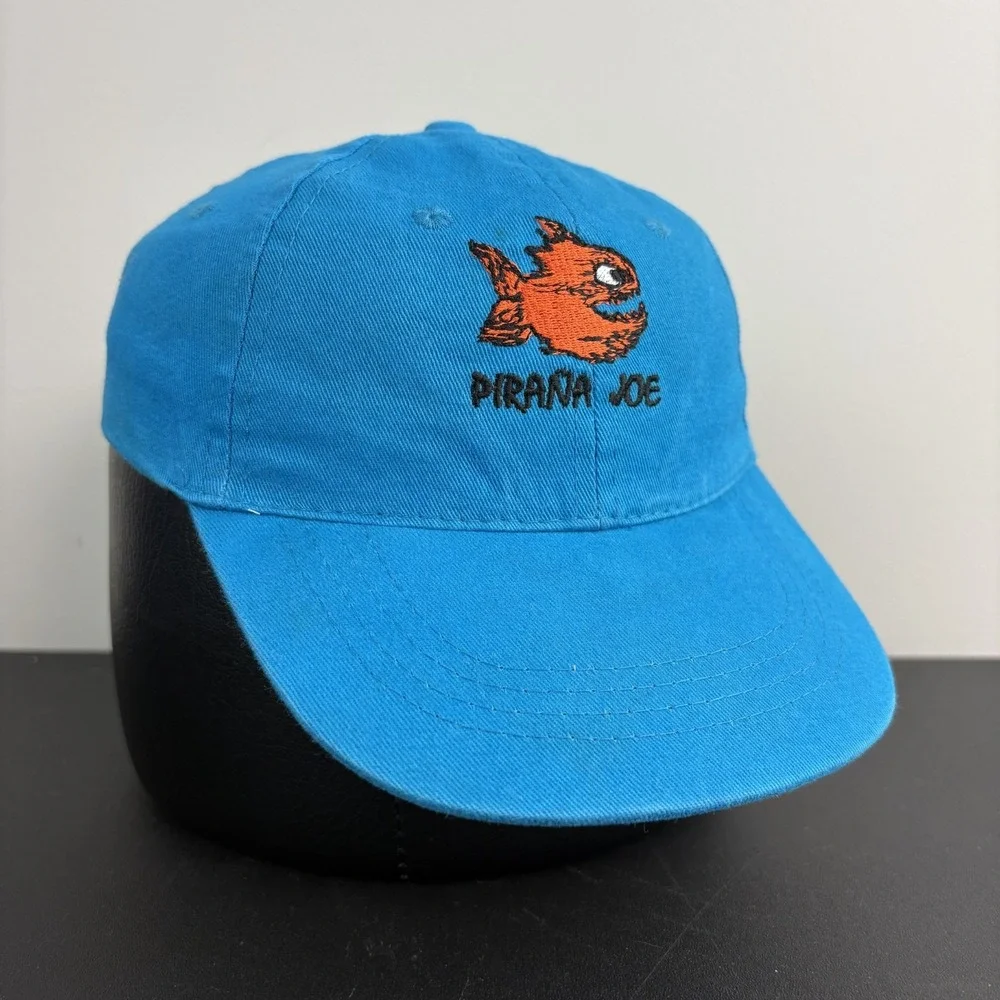 Pirana Joe Hat Youth Blue Orange Fish Barbados Caribbean Souvenir Dad Cap Kids